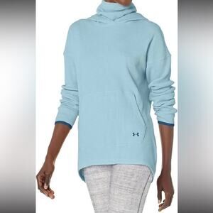 NWOT Under Armour Women's Waffle Knit Funnel Hoodie Sweatshirt Sz XL Baby Blue